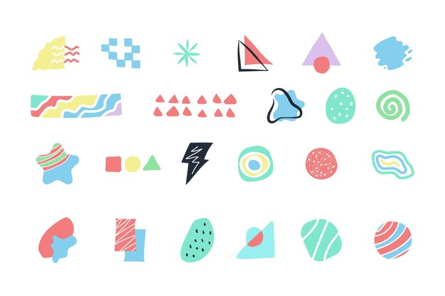 Vector colorful scribbles and abstract shapes