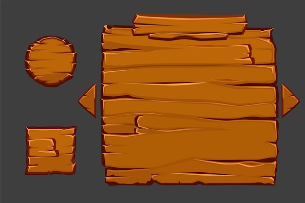 Vector concept of wooden user interface for game.