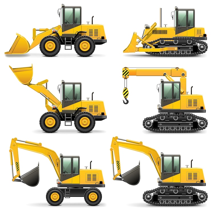 Vektör vector construction machines set 3