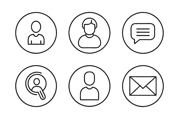 vector Contacts icon set line art design