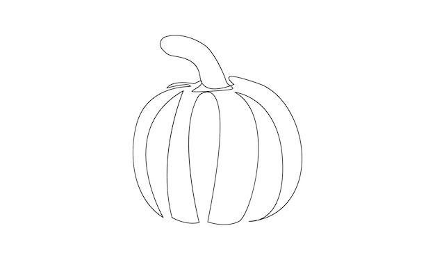 vector continuous one simple single abstract line drawing of pumpkin isolated on a white background