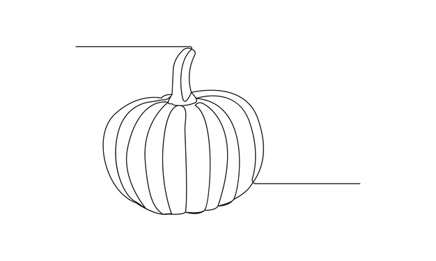 vector continuous one simple single abstract line drawing of pumpkin isolated on a white background