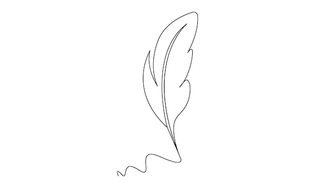 Vector continuous one simple single abstract line drawing of Quill pen isolated on white background