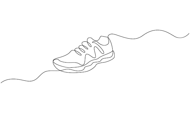 Vector continuous one simple single abstract line drawing of Shoe isolated on white background