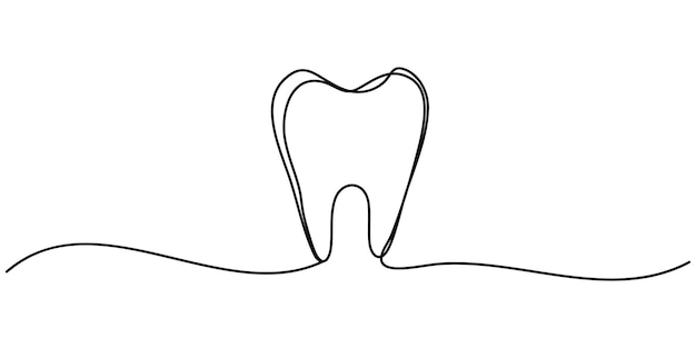 vector continuous one simple single abstract line drawing of tooth dental clinic and care concept