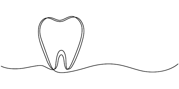 vector continuous one simple single abstract line drawing of tooth dental clinic and care concept