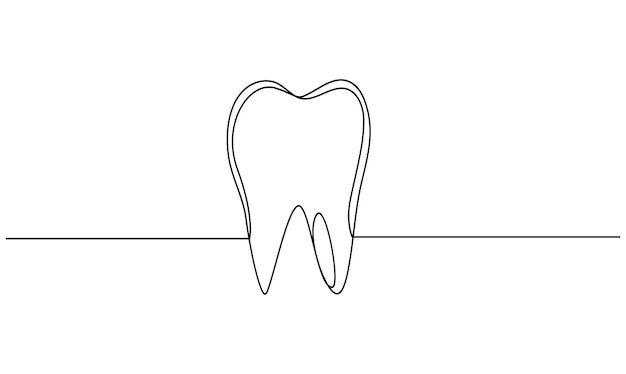 vector continuous one simple single abstract line drawing of tooth dental clinic and care concept