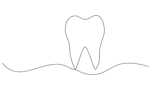 vector continuous one simple single abstract line drawing of tooth dental clinic and care concept