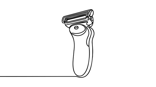 vector continuous one single line drawing icon of shaving razor in silhouette on a white background linear stylized