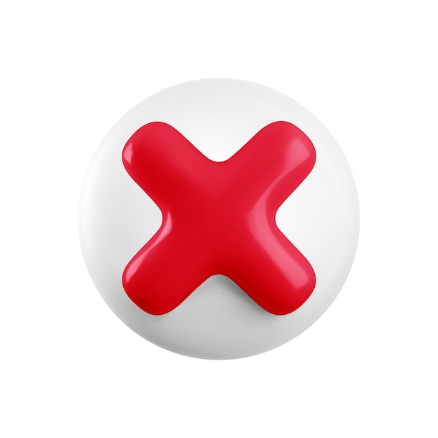vector d red cross x realistic icon trendy plastic wrong red check mark delete sign on white