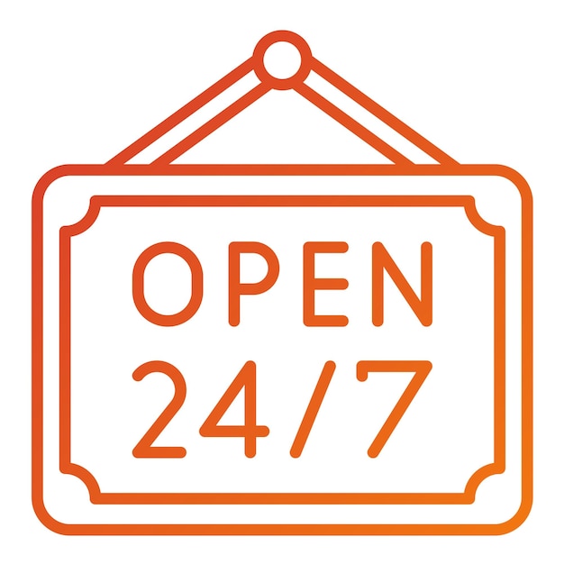 vector design 24 hours open icon style