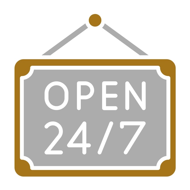 vector design 24 hours open icon style