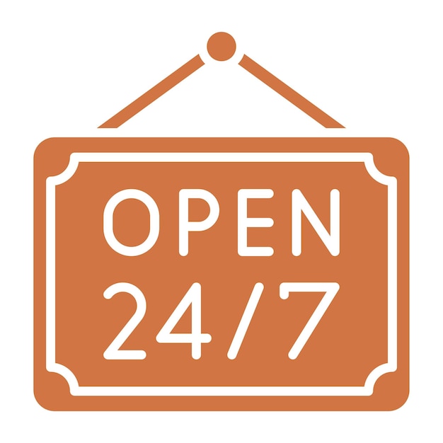vector design 24 hours open icon style