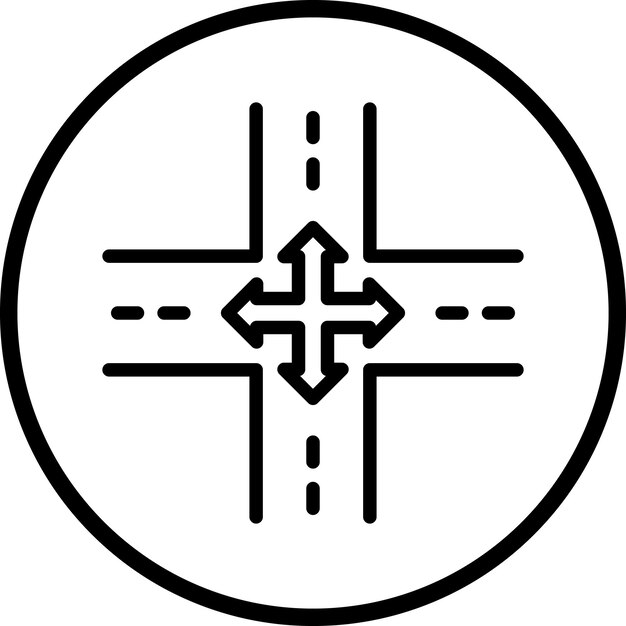 Vector Design Four Way Intersection Icon Style