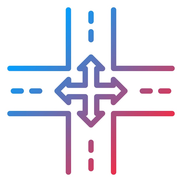 Vector Design Four Way Intersection Icon Style