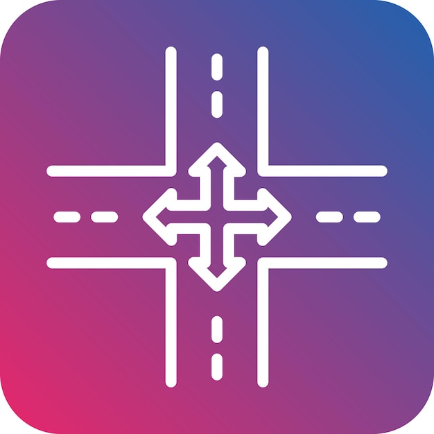 Vector Design Four Way Intersection Icon Style