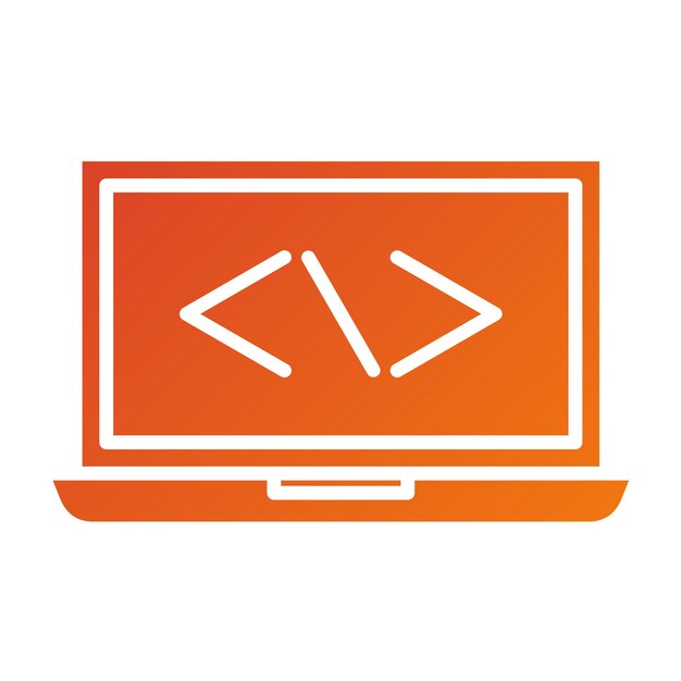 Vector Design Laptop Coding Icon Style