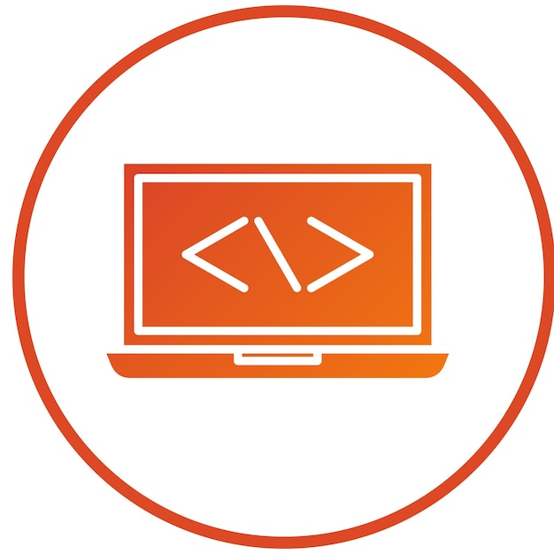 Vector Design Laptop Coding Icon Style