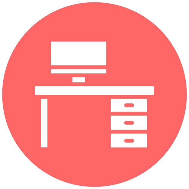Vector Design Office Desk Icon Style