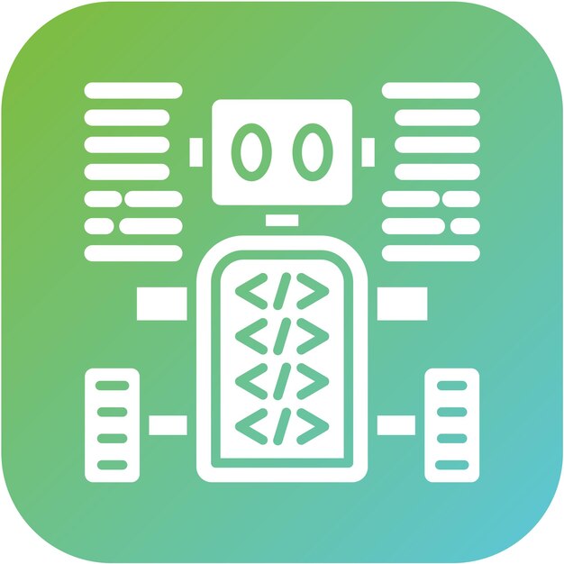 Vector Design Programmed Robot Icon Style