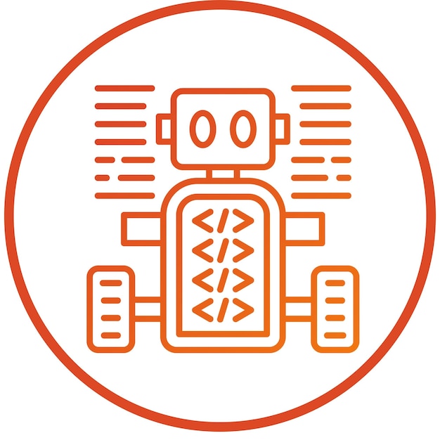 Vector Design Programmed Robot Icon Style