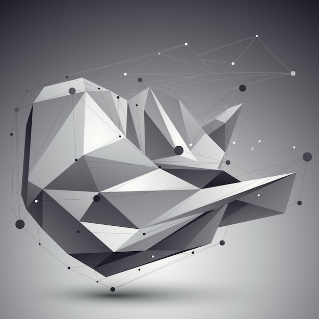 Vector digital 3d abstraction, lattice geometric polygonal template, perspective wireframe unusual illustration.