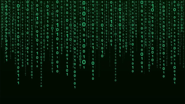 vector digital green background of streaming binary code matrix background with numbers 10 coding or hacking concept