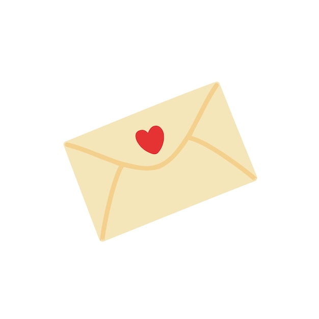 Vector doodle envelope Cute letter with heart Valentine's day clipart