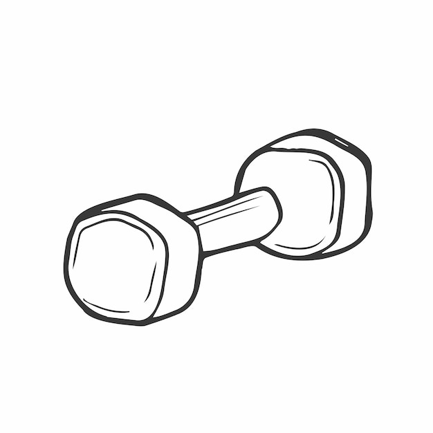 Vector drawing by hand of dumbbells for home training On the topic of stay at home