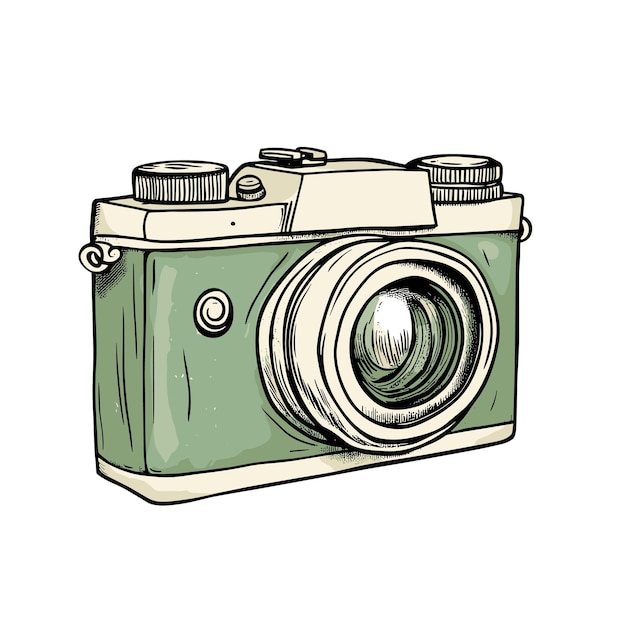 vector drawing of a camera on a white background generative ai