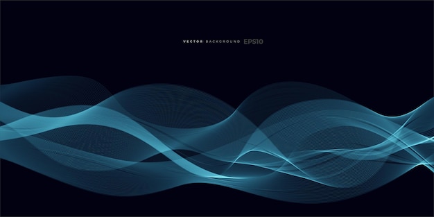 vector element with abstract blue line wave on dark background