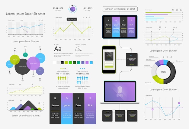 vector elements of infographics and user interface