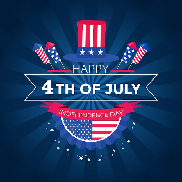 Vector flat 4th of july independence day balloons background