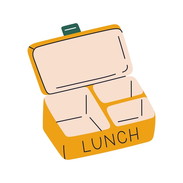 Vector flat cartoon illustration of a reusable lunchbox with compartments zero waste lifestyle