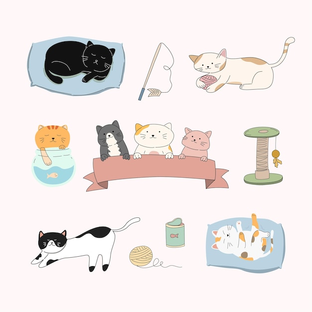 Vector flat international cat day
