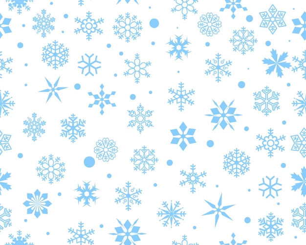 Vector flat seamless texture pattern Snowflake.