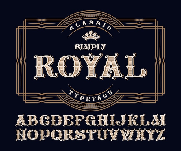 Vector font set with design elements