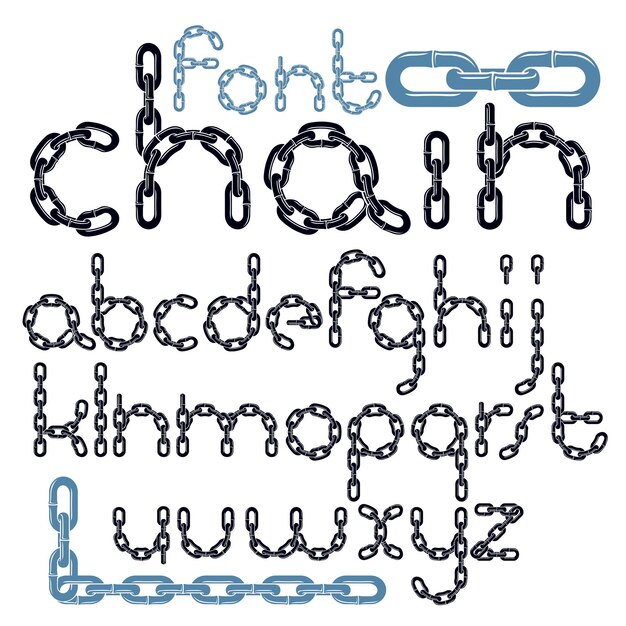 Vector font, trendy typescript can be used in poster creation. Lower case decorative letters created using metal connected chain link.
