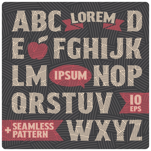 vector font with pattern fill and design elements