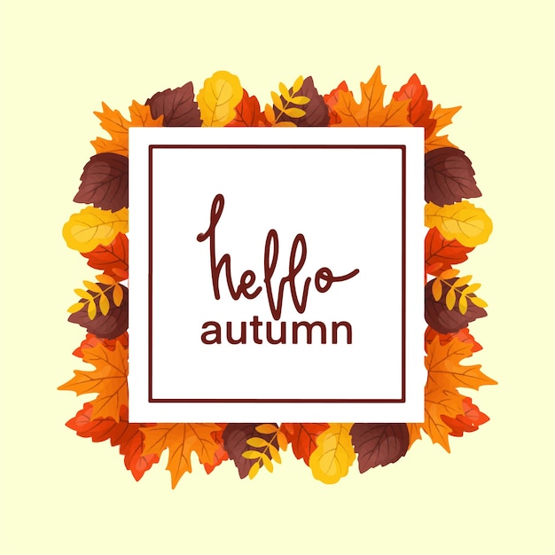 Vector Frame Square Autumn Leaves Background Pattern