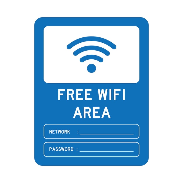 vector free wifi area sign wifi netword and password connection