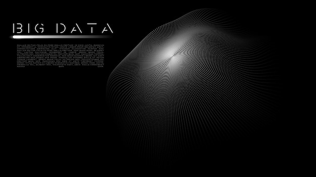 Vector futuristic dark background The wave effect of a web of white dots Big data Illustration of technologies and artificial intelligence The effect of particle oscillation