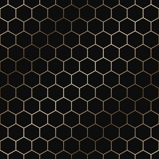 Vector geometric hexagon pattern seamless luxury gold gradient design Rich ornamental background