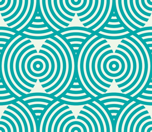 Vector geometric seamless pattern, abstract endless composition created with overlay curls and circles. Colorful background with intertwine curves.