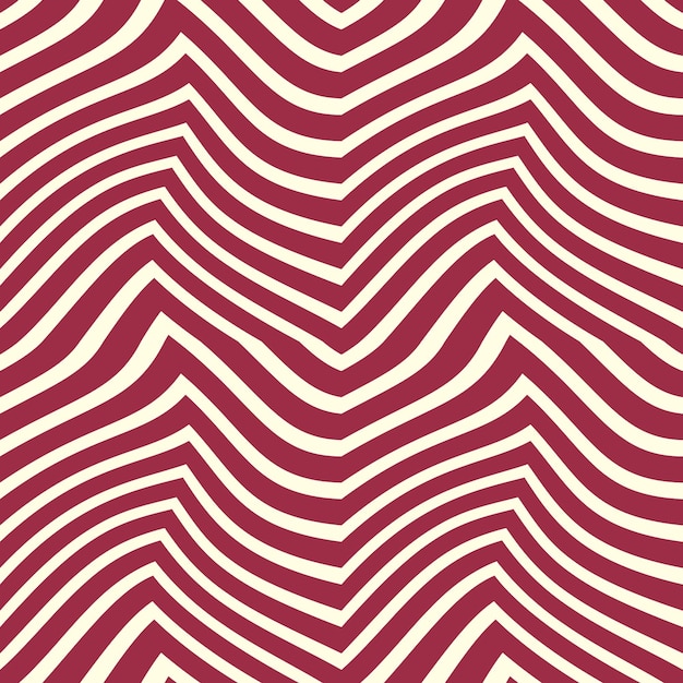Vector geometric seamless pattern, abstract endless composition created with wavy lines. Red background with intertwine curves.
