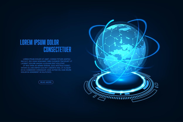 Vector global network connection concept World map abstract technology background