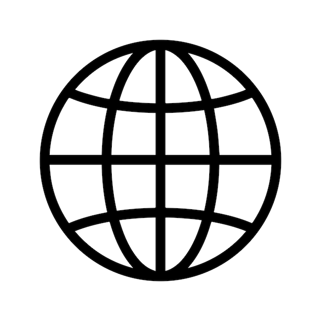vector globe icon planet symbol geography grid sign