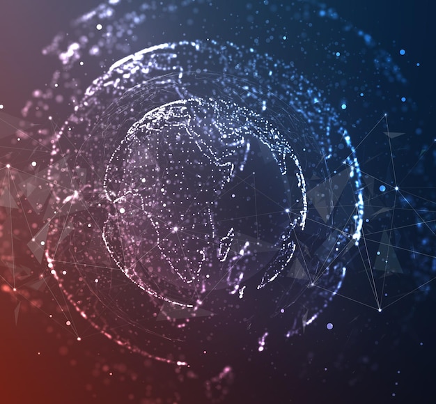 vector globe planet earth from dots concept bigdata processing