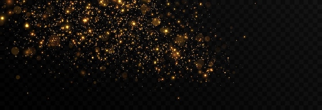 Vector gold sparkles on an isolated transparent background Atomization of golden dust particles png