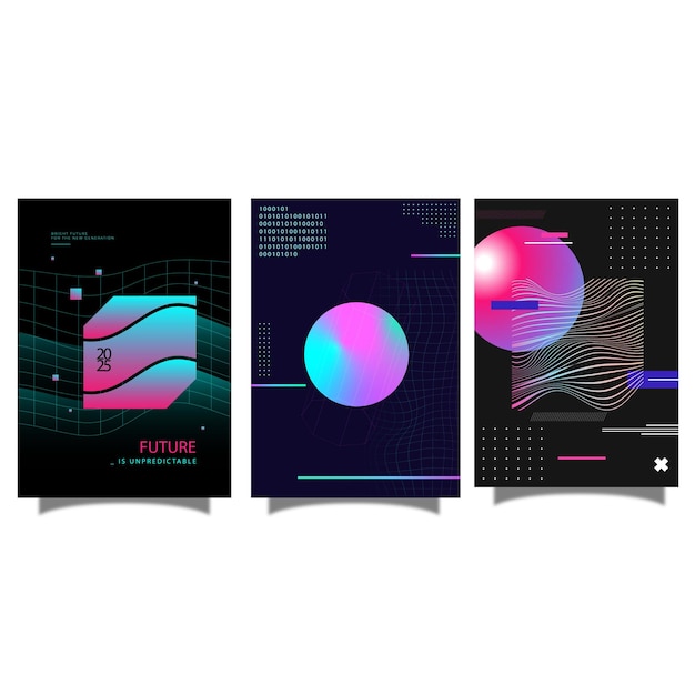 Vector gradient lines textured fluidity brochure cover flyer dynamic amorphous pattern design banner